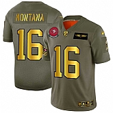Nike 49ers 16 Joe Montana 2019 Olive Gold Salute To Service Limited Jersey Dyin,baseball caps,new era cap wholesale,wholesale hats